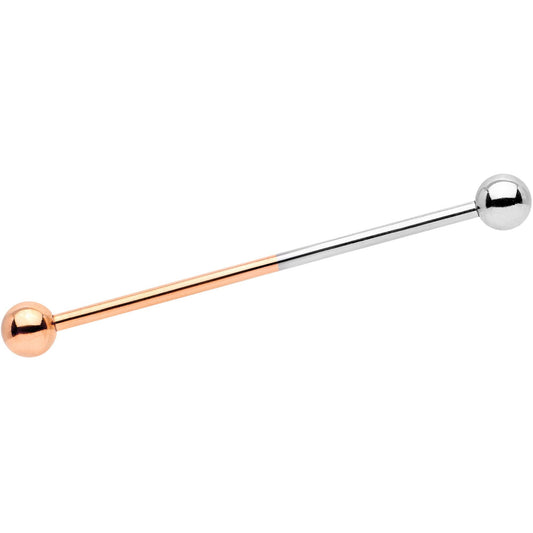 14G Rose Gold Tone and Steel Two Tone Industrial Barbell 38mm