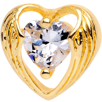 Clear CZ Gem Gold Plated Hugged Heart Cartilage Tragus Earring
