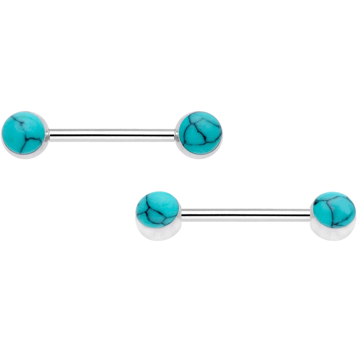 14G Faux Turquoise Southwest Captive Ring Barbell Nipple Ring Set