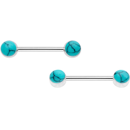 14G Faux Turquoise Southwest Captive Ring Barbell Nipple Ring Set