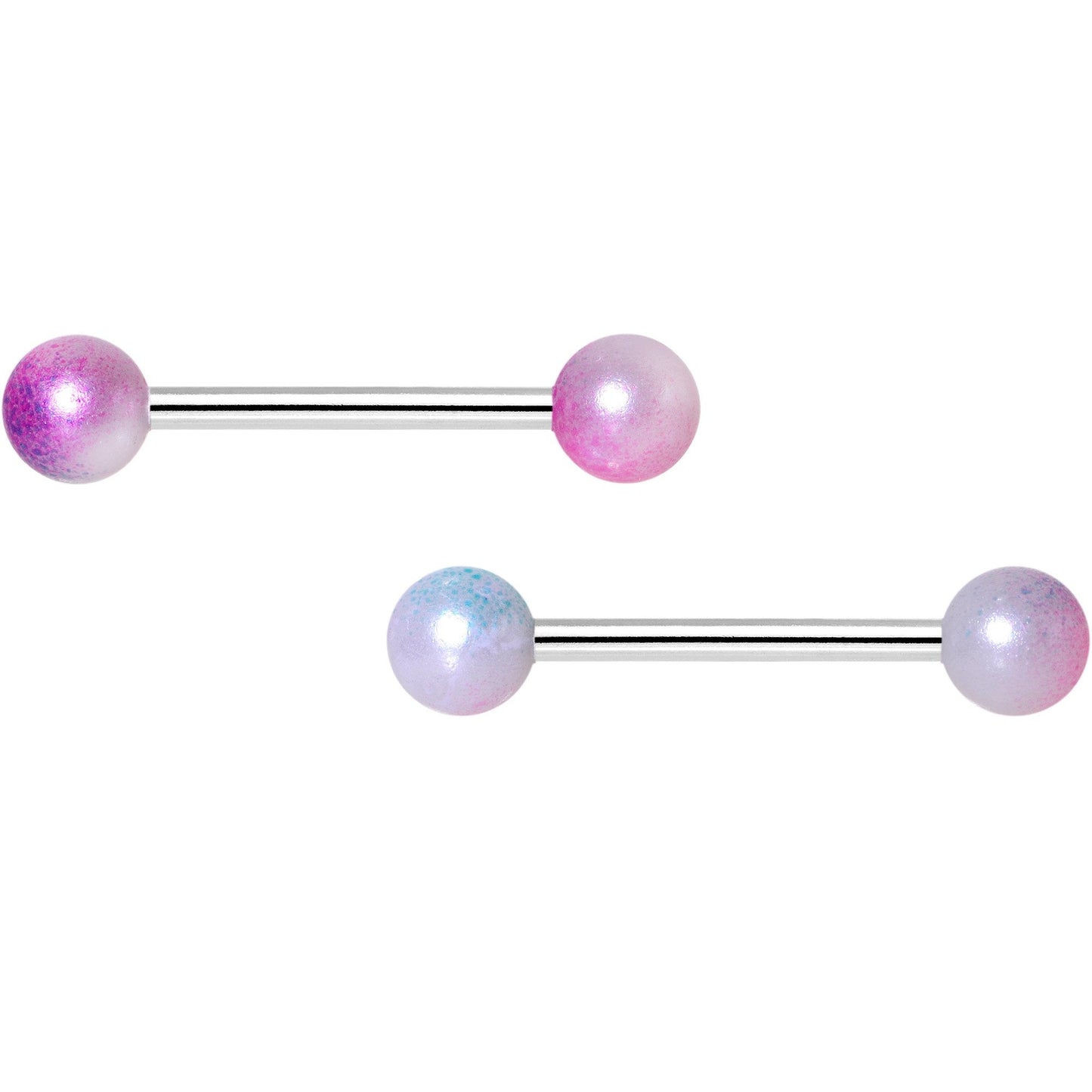 14G Pink Purple Twisted Horseshoe Barbell Nipple Ring Set