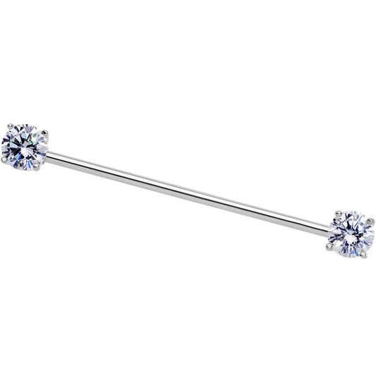 14G Clear CZ Gem End to End Industrial Barbell 38mm
