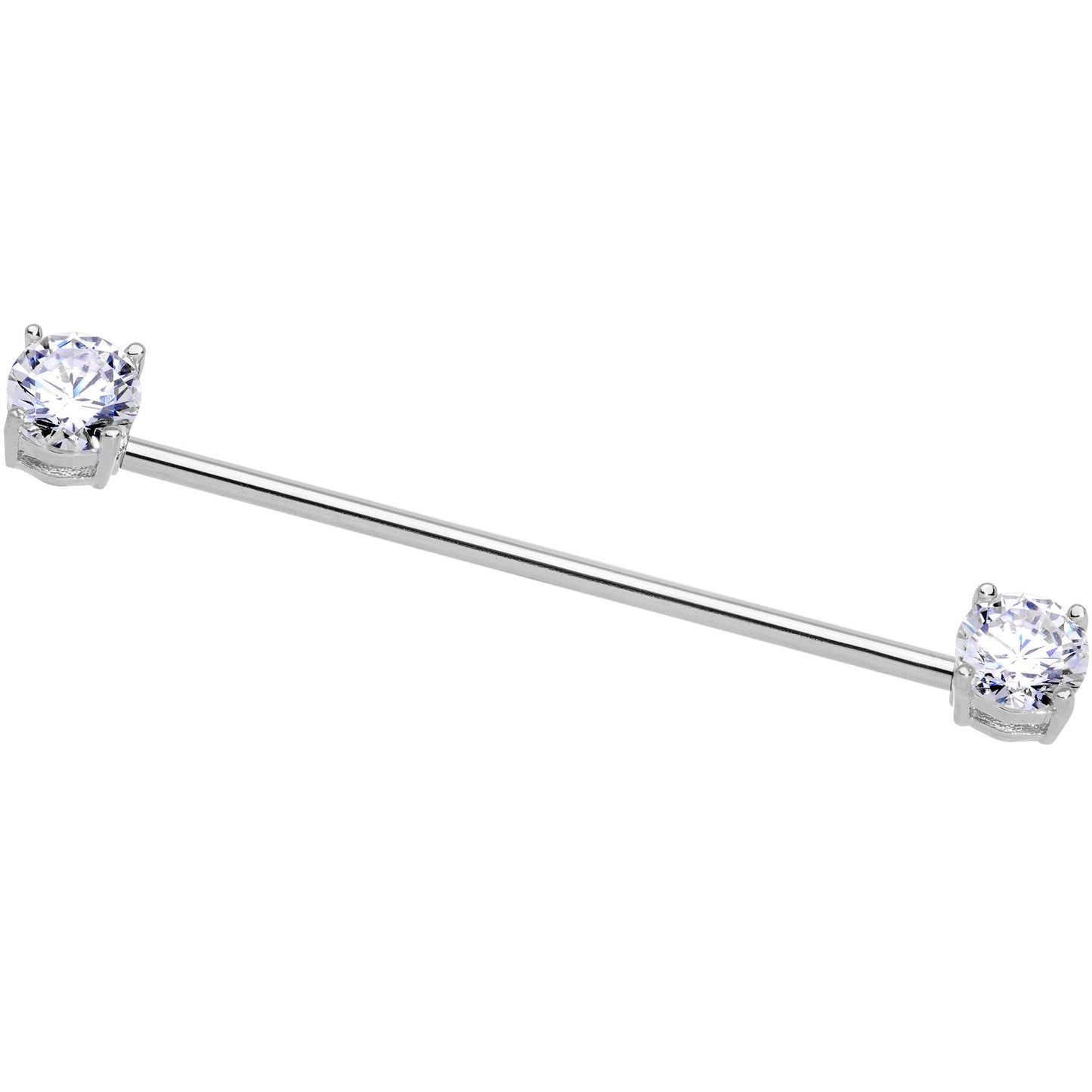 14G Clear CZ Gem End to End Industrial Barbell 38mm