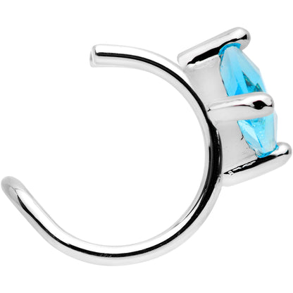 Aqua CZ Gem Triangle Bling Non Pierced Ear Cuff