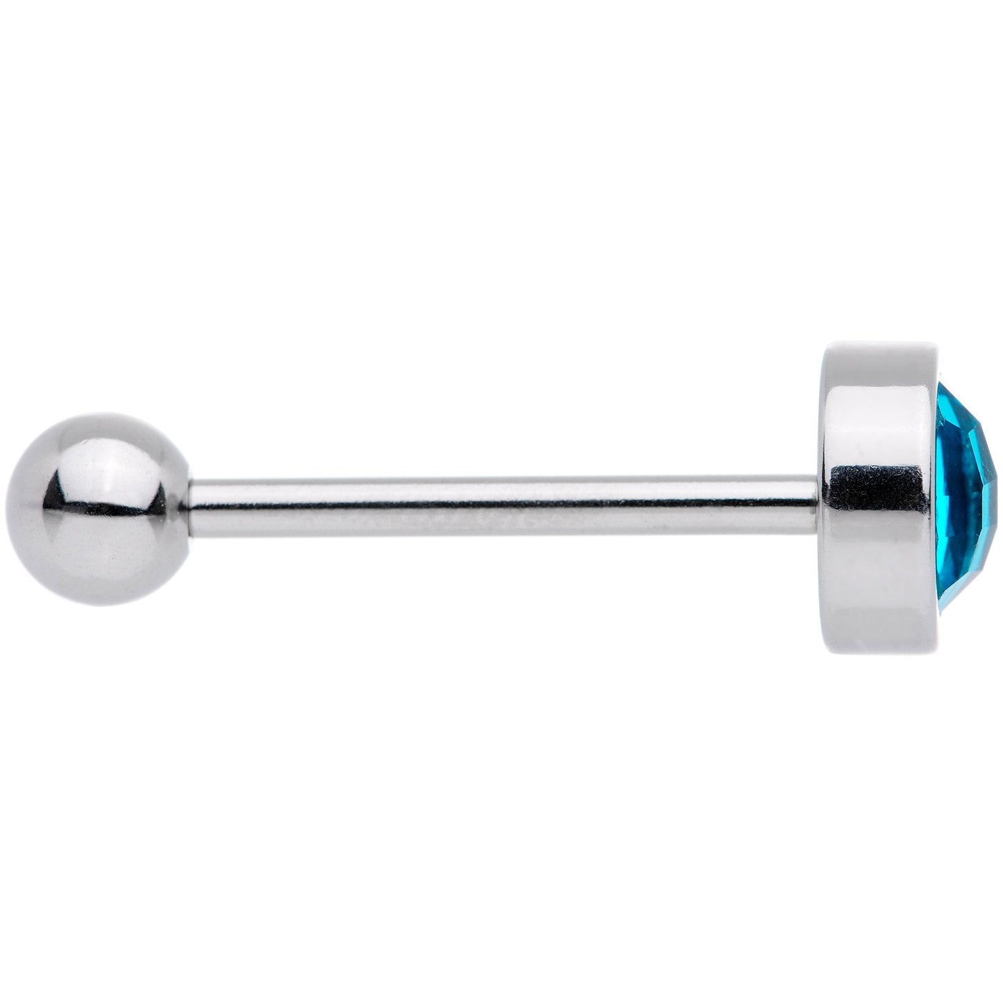 Aqua Gem Cross Stitch Barbell Tongue Ring
