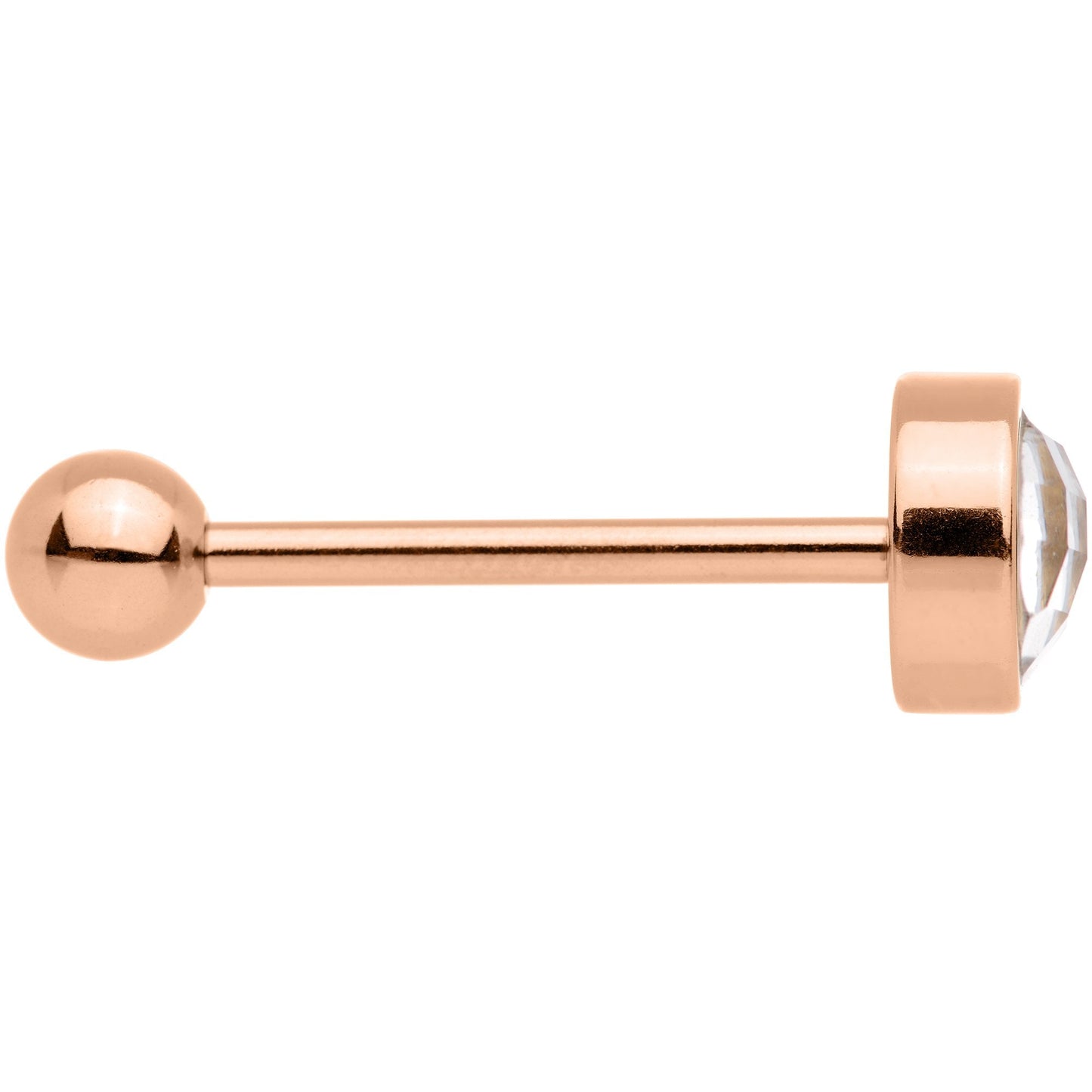 Clear Gem Rose Gold Tone Anodized Cross Stitch Barbell Tongue Ring