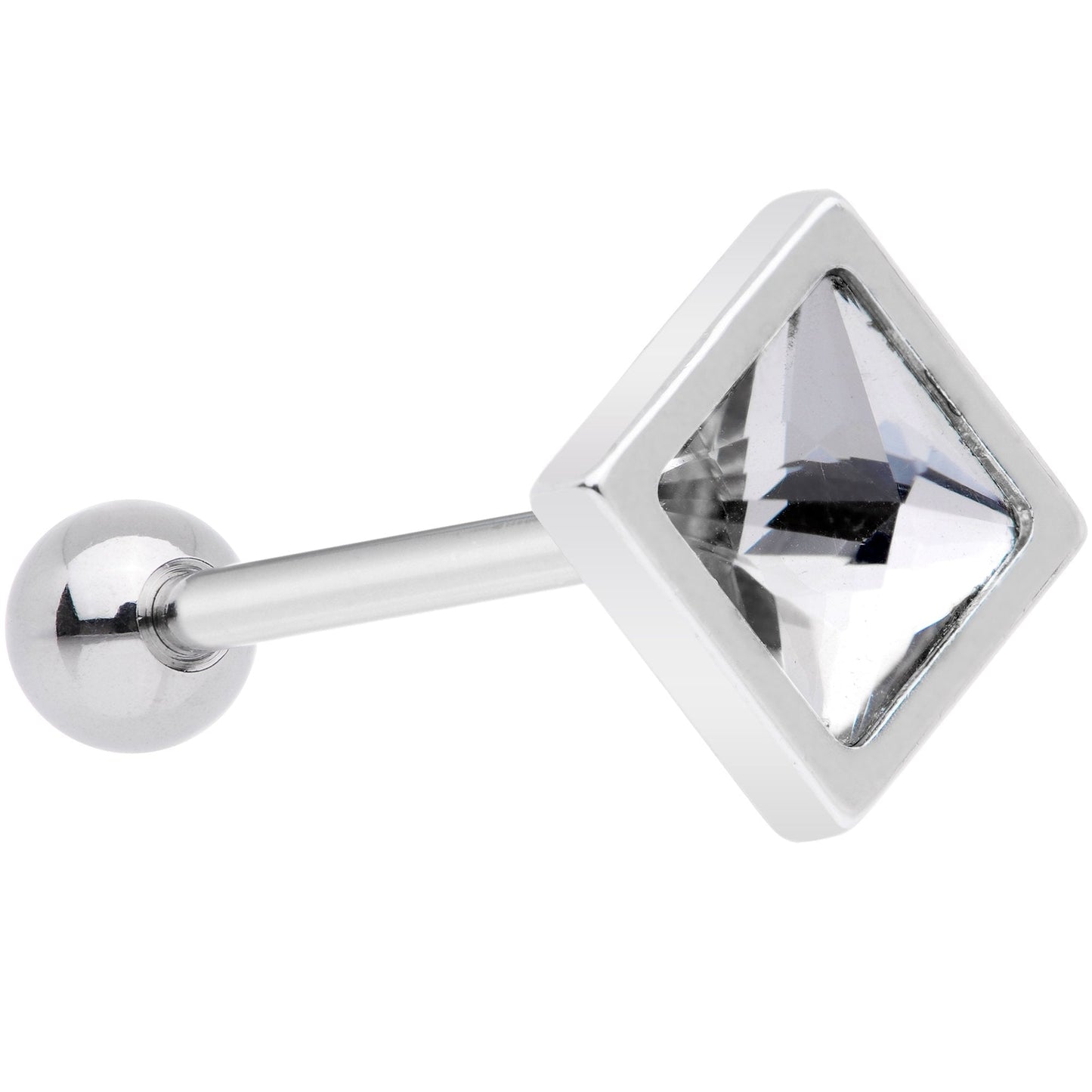Clear Gem Rhombus Barbell Tongue Ring