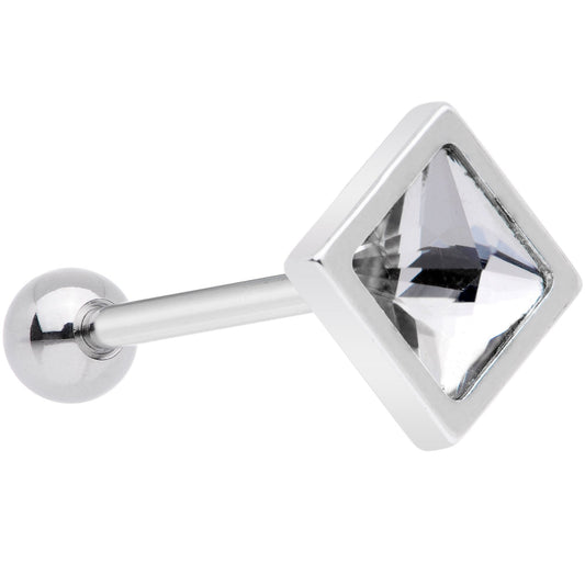 Clear Gem Rhombus Barbell Tongue Ring