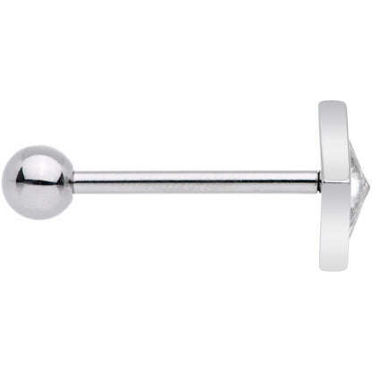 Clear Gem Rhombus Barbell Tongue Ring