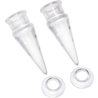 Clear 2 in 1 Interchangeable Screw Fit Plug and Taper Set
