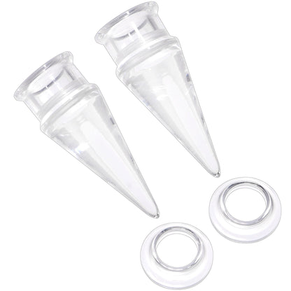 Clear 2 in 1 Interchangeable Screw Fit Plug and Taper Set