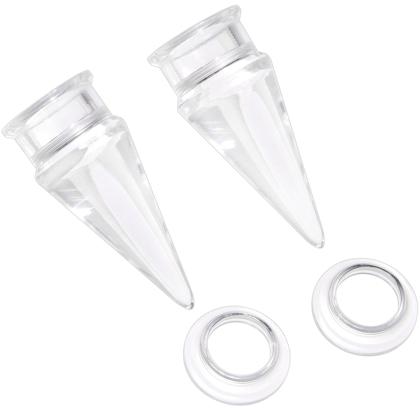 Clear 2 in 1 Interchangeable Screw Fit Plug and Taper Set