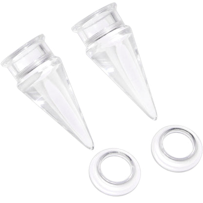 Clear 2 in 1 Interchangeable Screw Fit Plug and Taper Set