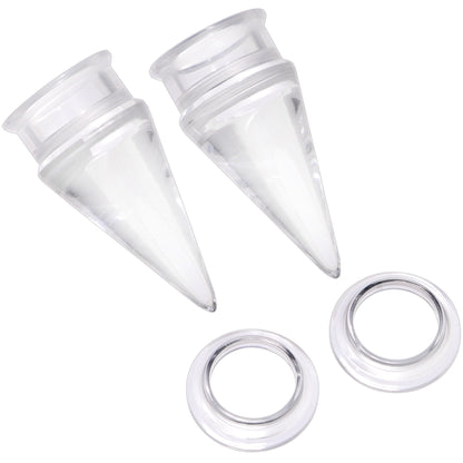 Clear 2 in 1 Interchangeable Screw Fit Plug and Taper Set