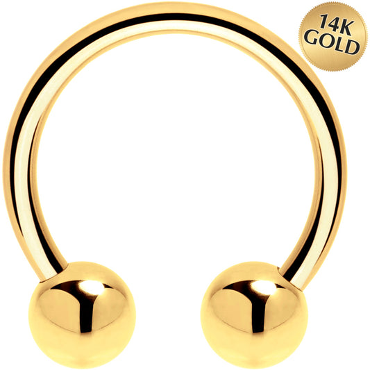 Solid 14K Yellow Gold 16G Horseshoe - 1/2 4mm Balls