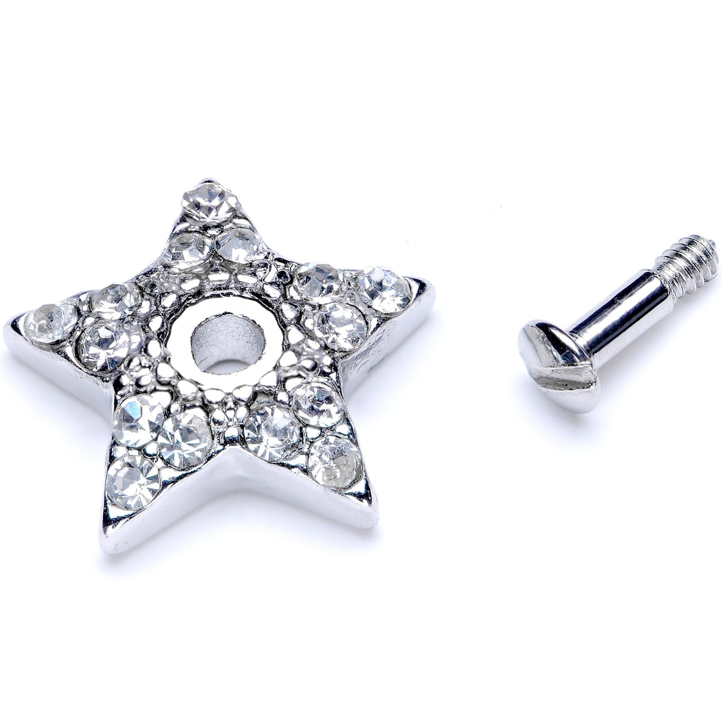 14G Clear Gem 10mm Five Point Star Dermal Top