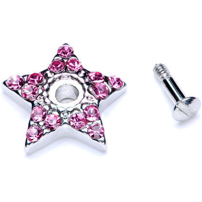 14G Pink Gem 10mm Five Point Star Dermal Top
