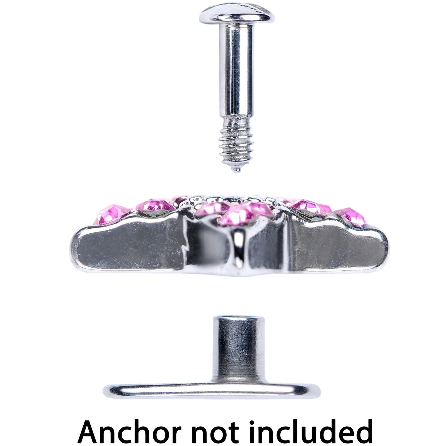 14G Pink Gem 10mm Five Point Star Dermal Top