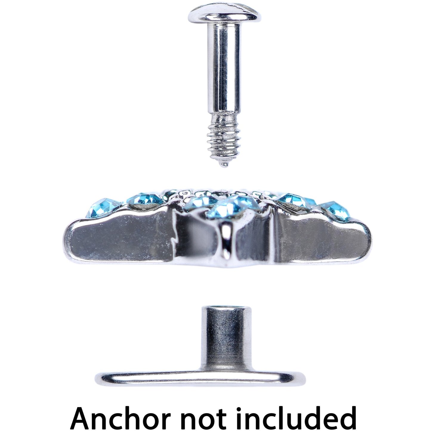 14G Aqua Gem 10mm Five Point Star Dermal Top