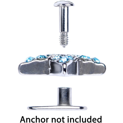 14G Aqua Gem 10mm Five Point Star Dermal Top