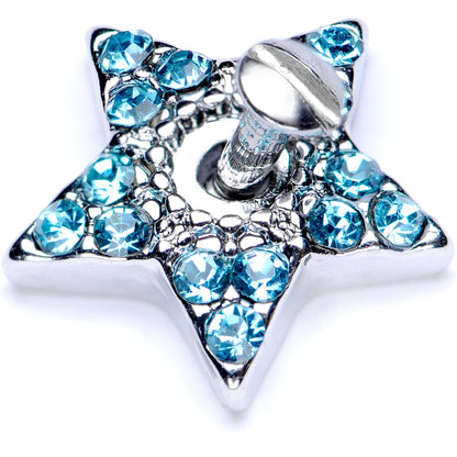 14G Aqua Gem 10mm Five Point Star Dermal Top