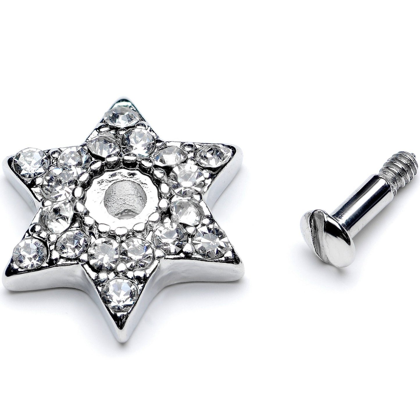 14G Clear Gem 10mm Six Point Star Dermal Top