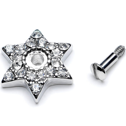 14G Clear Gem 10mm Six Point Star Dermal Top