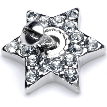 14G Clear Gem 10mm Six Point Star Dermal Top