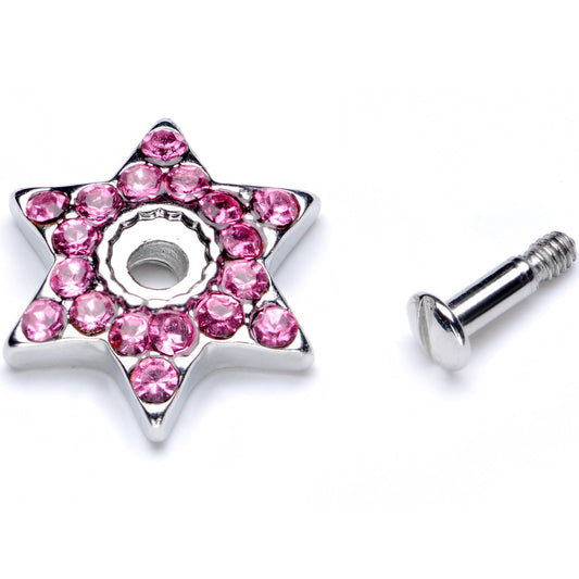 14G Pink Gem 10mm Six Point Star Dermal Top