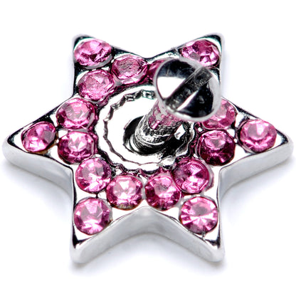 14G Pink Gem 10mm Six Point Star Dermal Top