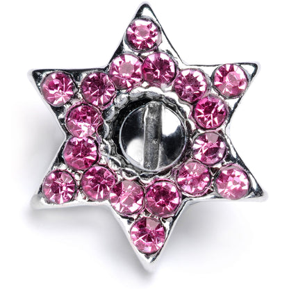 14G Pink Gem 10mm Six Point Star Dermal Top