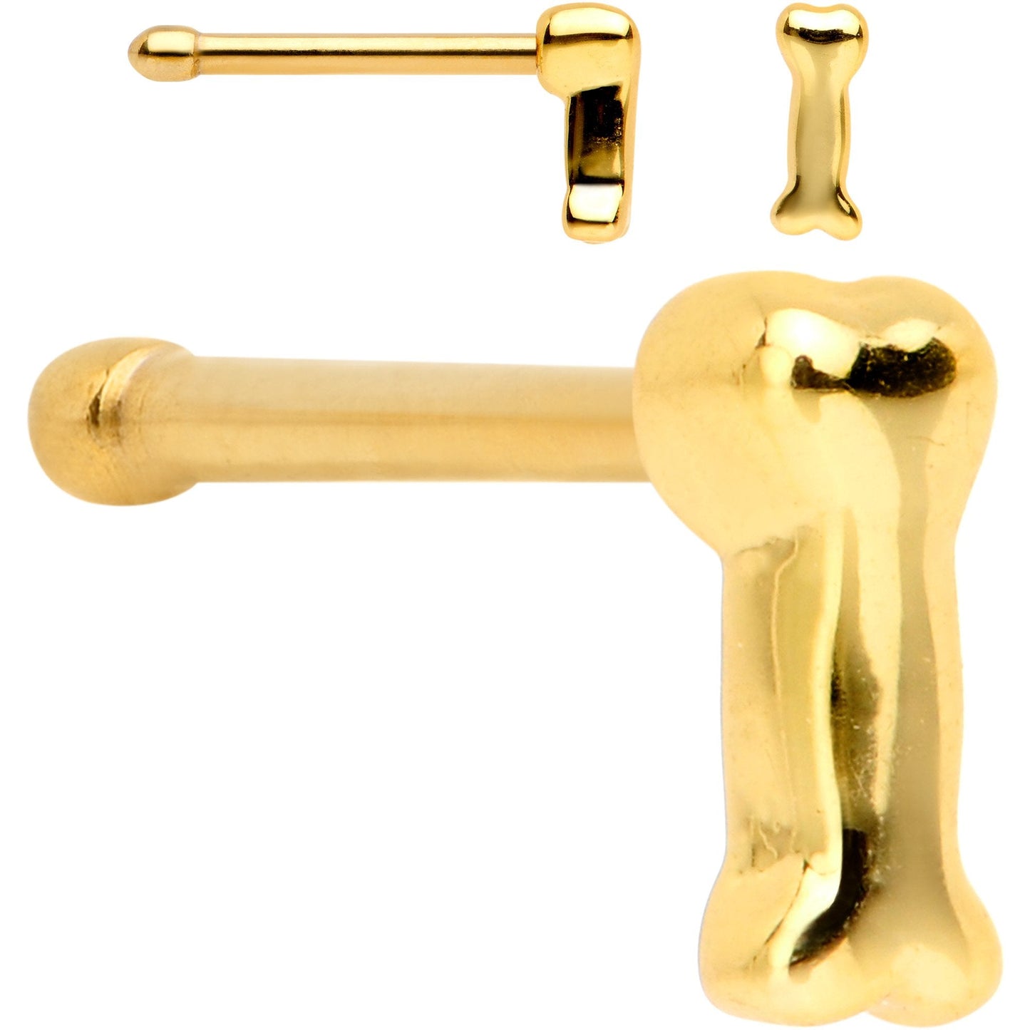 Clear Gem Gold PVD House Pets Nose Bone 6 Pack Set