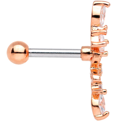 Clear CZ Gem Rose Gold Tone Flower Cascade Cartilage Tragus Earring