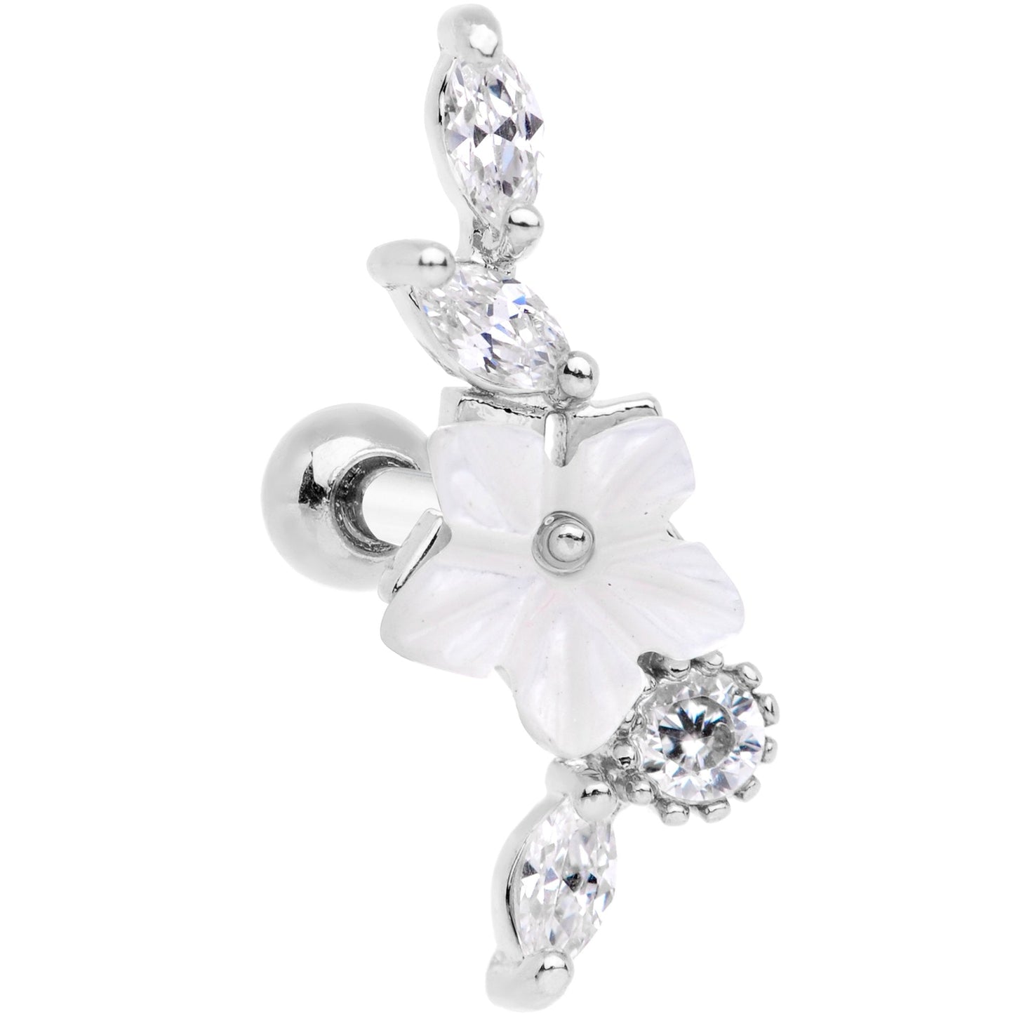 Clear CZ Gem Snowflake Cascade Cartilage Tragus Earring