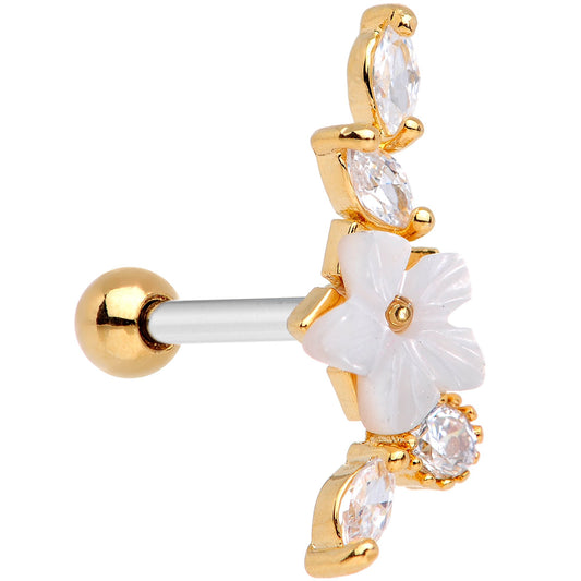 Clear CZ Gem Gold Tone Snowflake Cascade Cartilage Tragus Earring