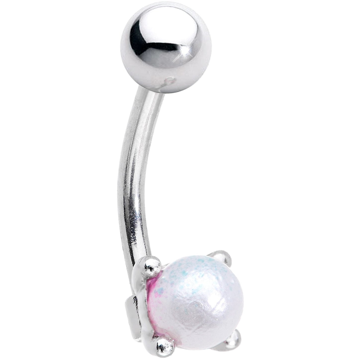 16G 5/16 White Pearlescent Acrylic Ball Eyebrow Ring