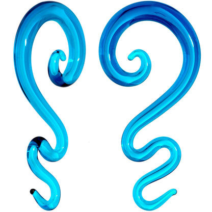 Blue Glass Translucent Zig Zag Spiral Taper Set 6mm to 12mm