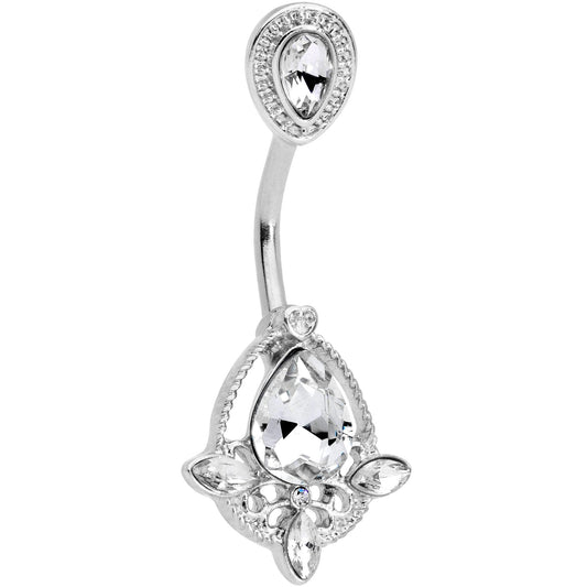 Clear Gem Tear Drop Heaven Double Mount Belly Ring