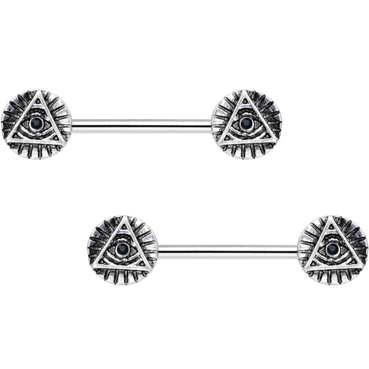 9/16 Eye of the Pyramid Barbell Nipple Ring Set