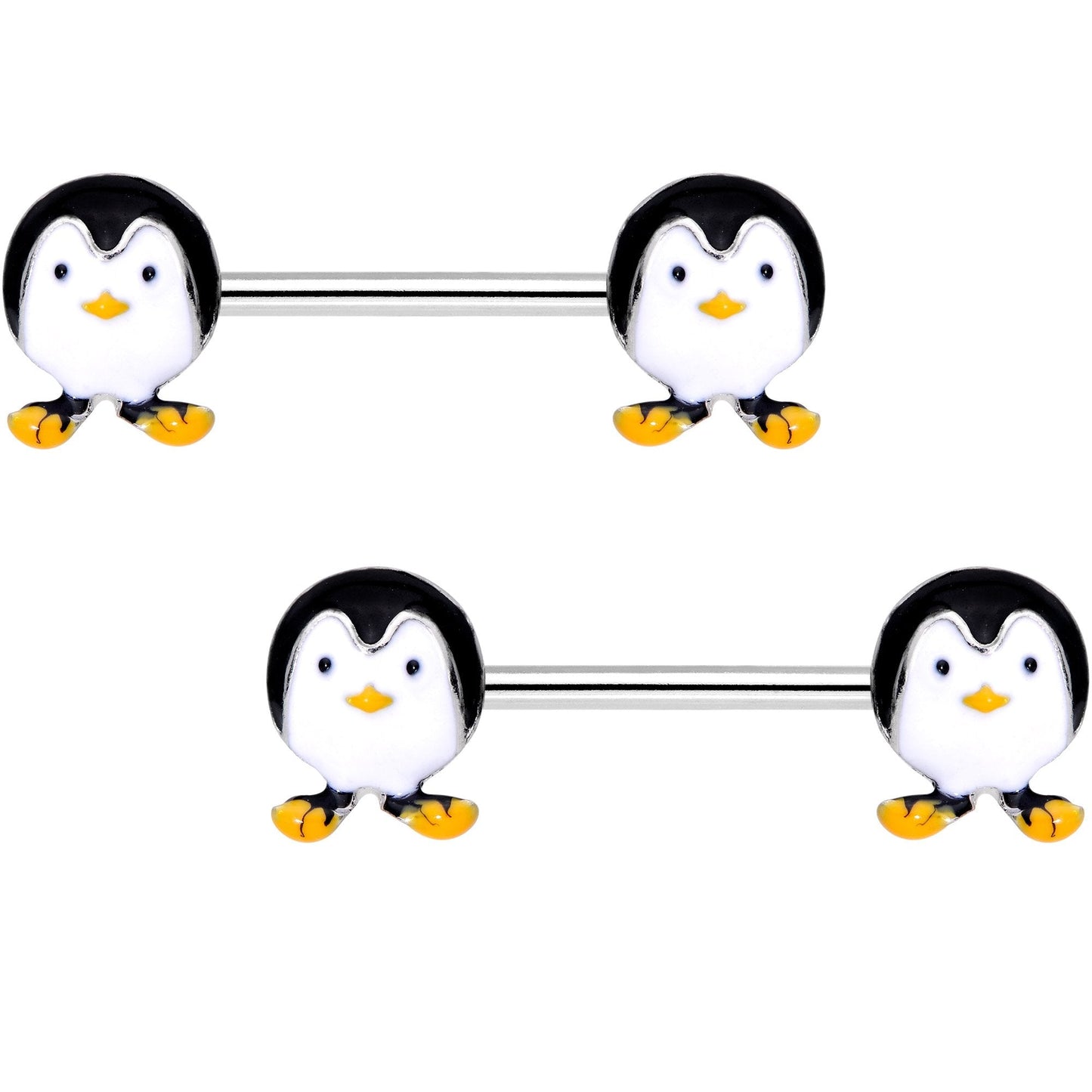 9/16 Pudgy Penguin Barbell Nipple Ring Set
