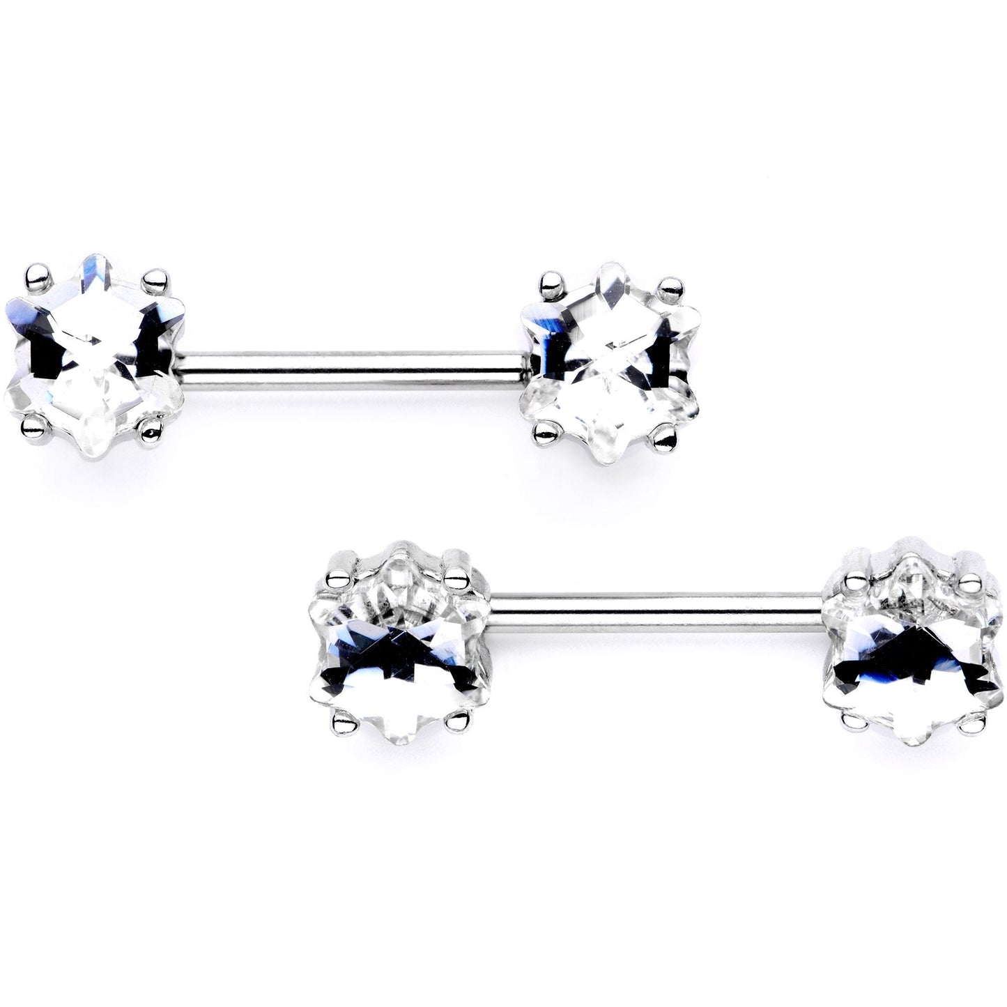 9/16 Clear Gem Supernova Barbell Nipple Ring Set