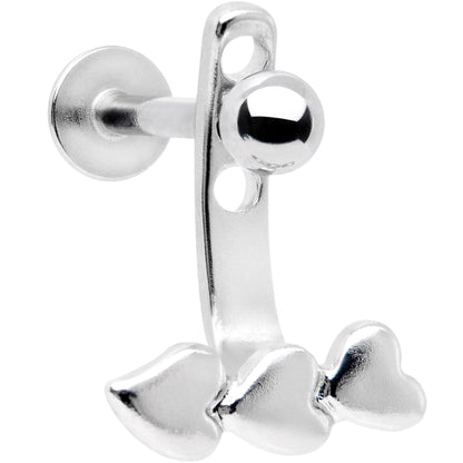 16G 3/8 Triple Heart Dangle Cartilage Tragus Helix Piercing