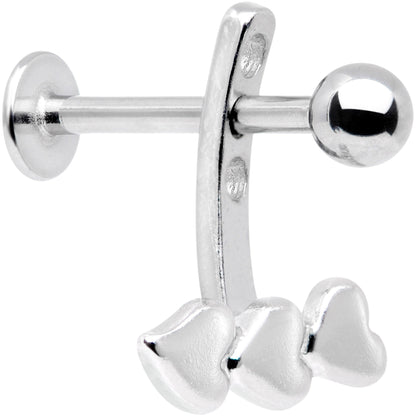 16G 3/8 Triple Heart Dangle Cartilage Tragus Helix Piercing