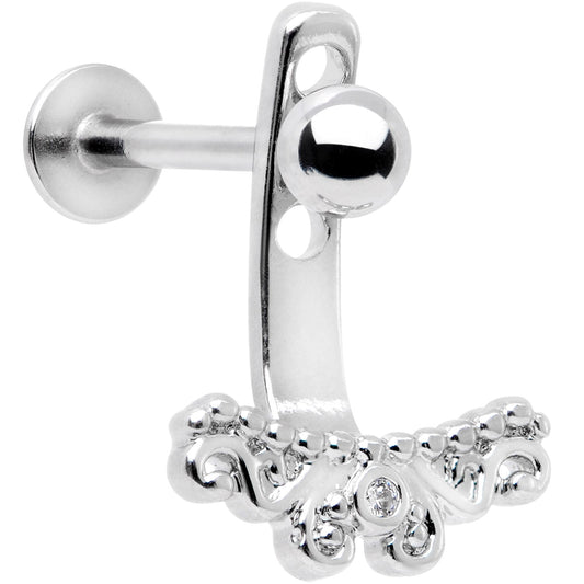 Clear Gem Victorian Swirl Dangle Cartilage Tragus Helix Piercing