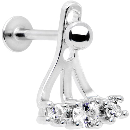 Clear Gem Triplet Fan Dangle Cartilage Tragus Helix Piercing