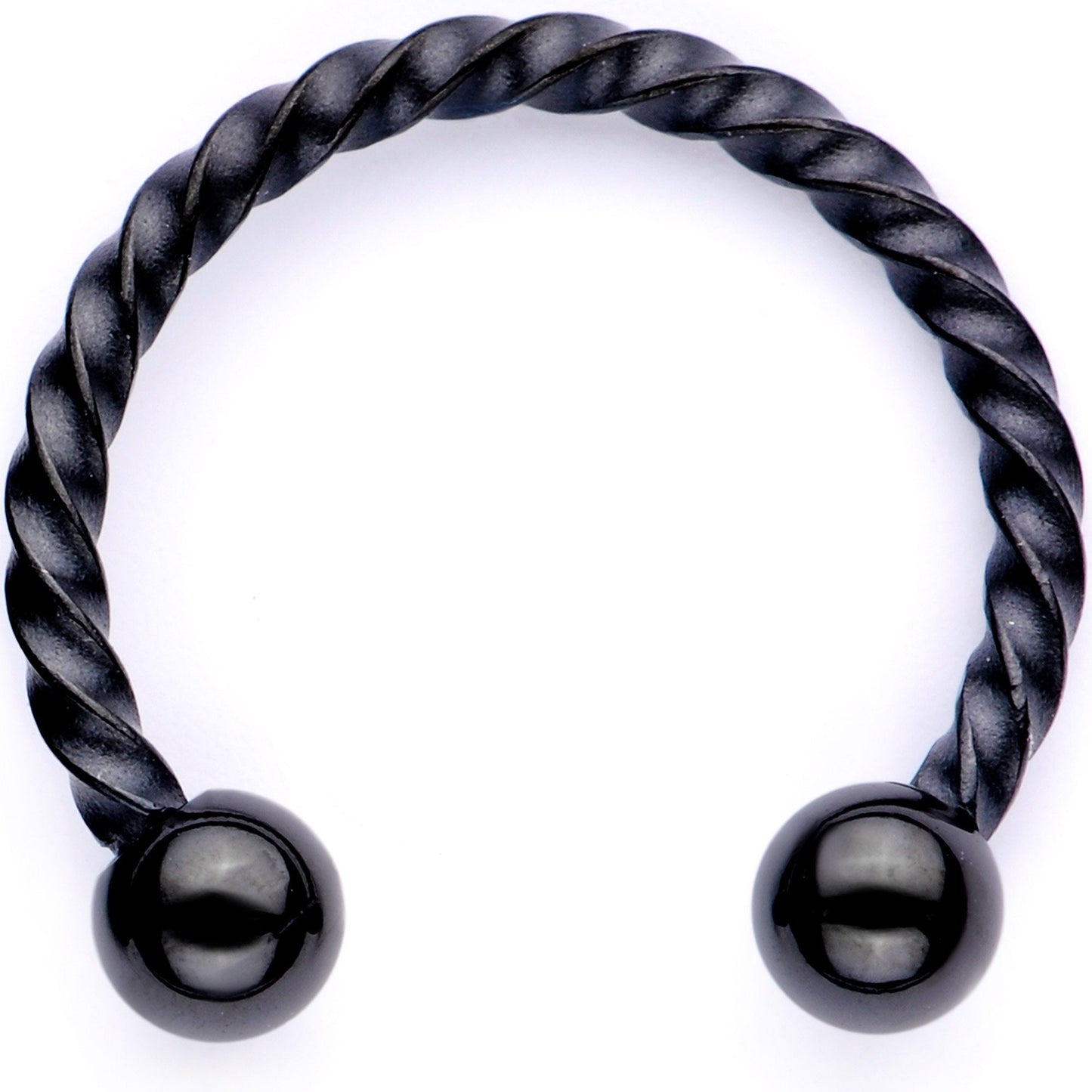 16G Pink Faux Opal Black Anodized Twisted Horseshoe Clip On Fake Septum Ring Set