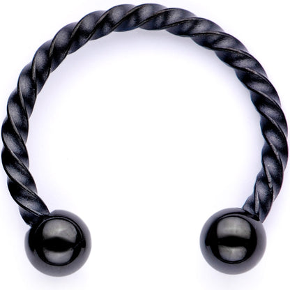 16G Pink Faux Opal Black Anodized Twisted Horseshoe Clip On Fake Septum Ring Set