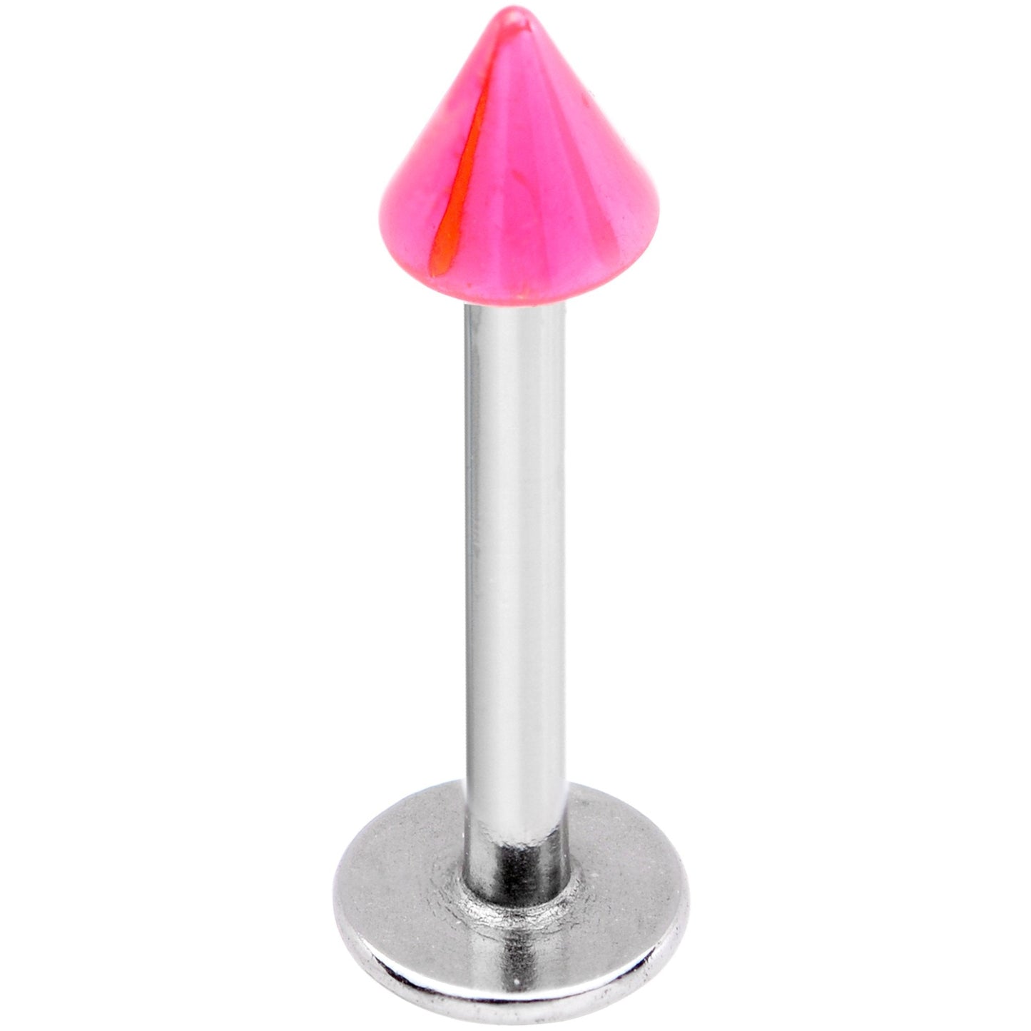 14G 3/8 Pink 3mm Cone Labret Monore