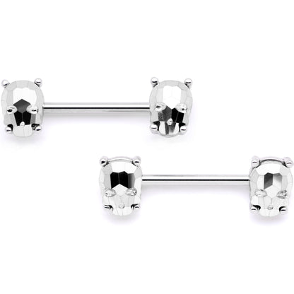 14G 9/16 1/2 Sugar Skull Captive Ring Barbell Nipple Ring Set