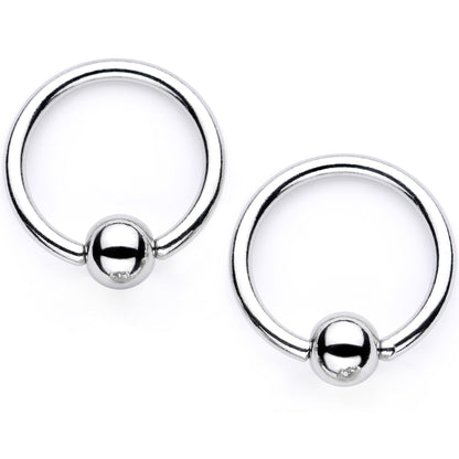 14G 9/16 1/2 Sugar Skull Captive Ring Barbell Nipple Ring Set